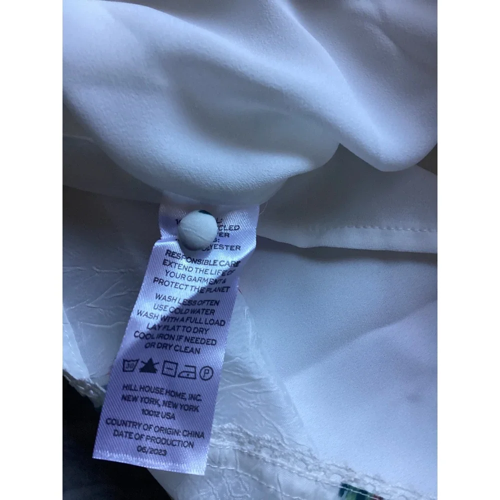 Hill House Home Tiny Lottie Dress Ivory Ikat Taffeta Floral Peter Pan Collar 11